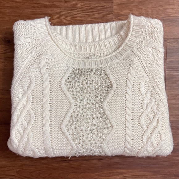 J.Crew Factory Embellished Cable Knit Sweater - Picture 7 of 8